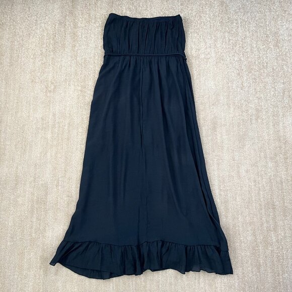 Andrea Missy Blue Boho Strapless Summer Maxi Dress L - Picture 4 of 11